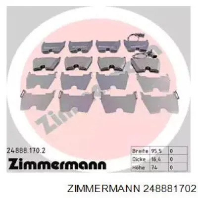 248881702 Zimmermann колодки гальмівні передні, дискові