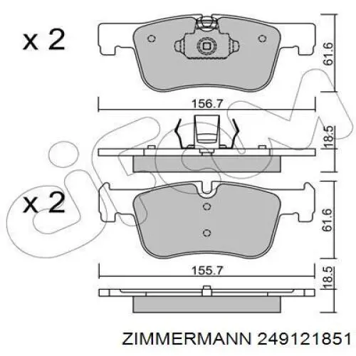 249121851 Zimmermann колодки гальмівні передні, дискові