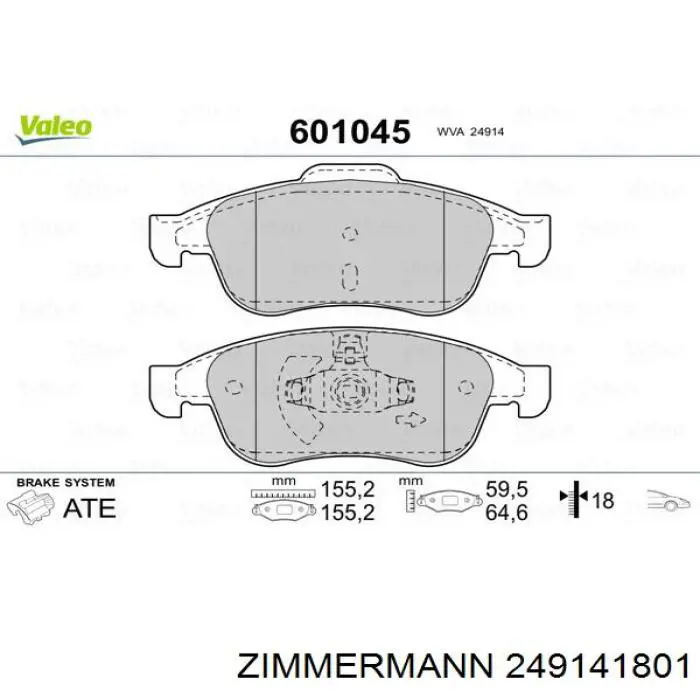 Гальмівні колодки Zimmermann 249141801 ціна, від 32.51 USD