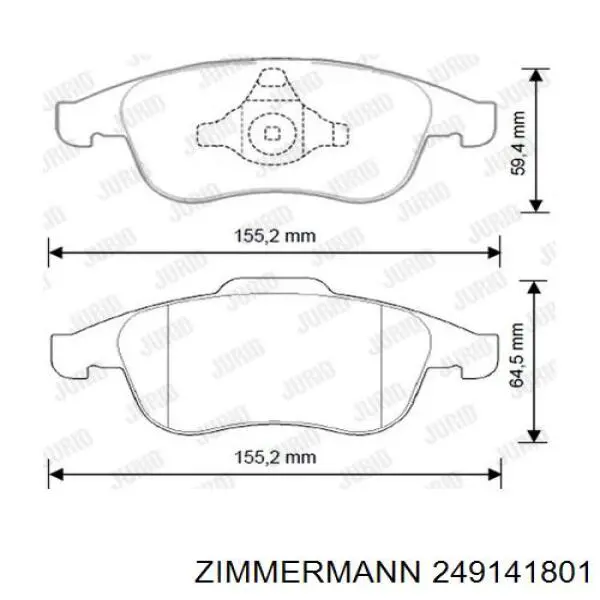 Передні тормозні колодки 249141801 Zimmermann