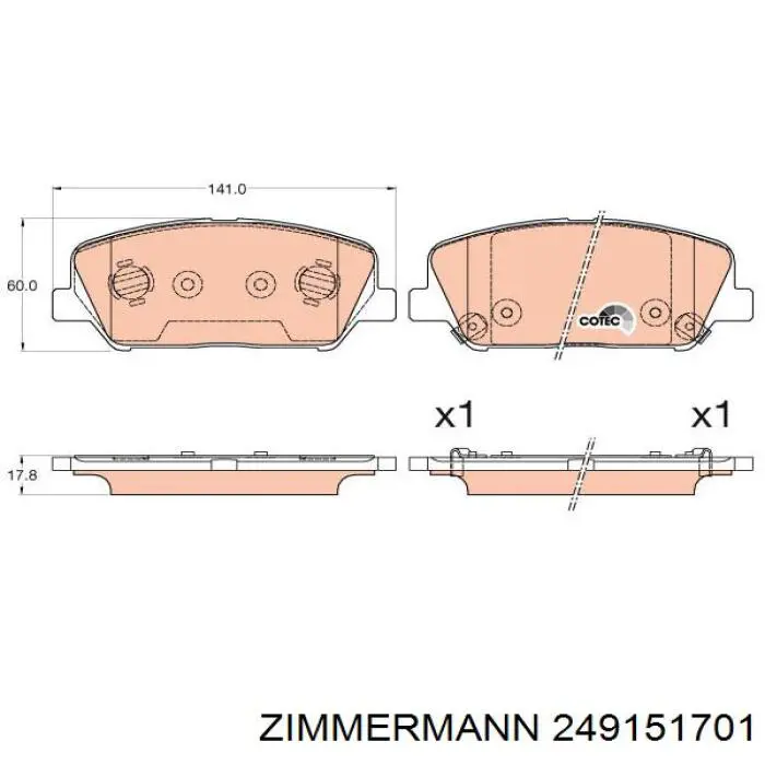 Гальмівні колодки Zimmermann 249151701 ціна, від 18.30 USD