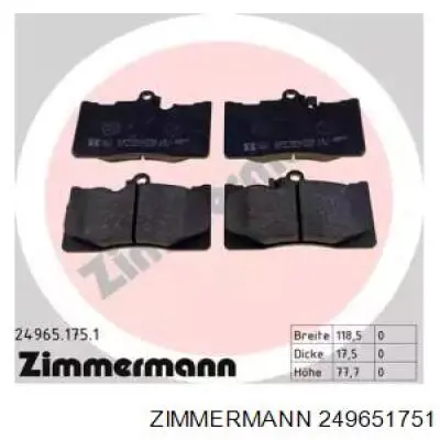 249651751 Zimmermann Передні гальмівні колодки