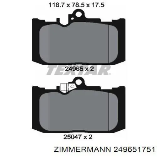 Передні тормозні колодки 249651751 Zimmermann