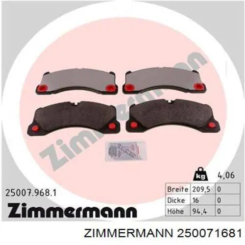 Гальмівні колодки Zimmermann 250071681 ціна, від 125.60 USD