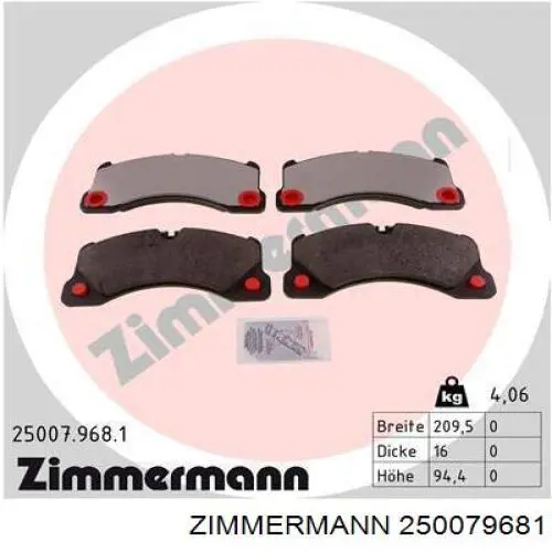 Колодки гальмівні передні, дискові 250079681 Zimmermann