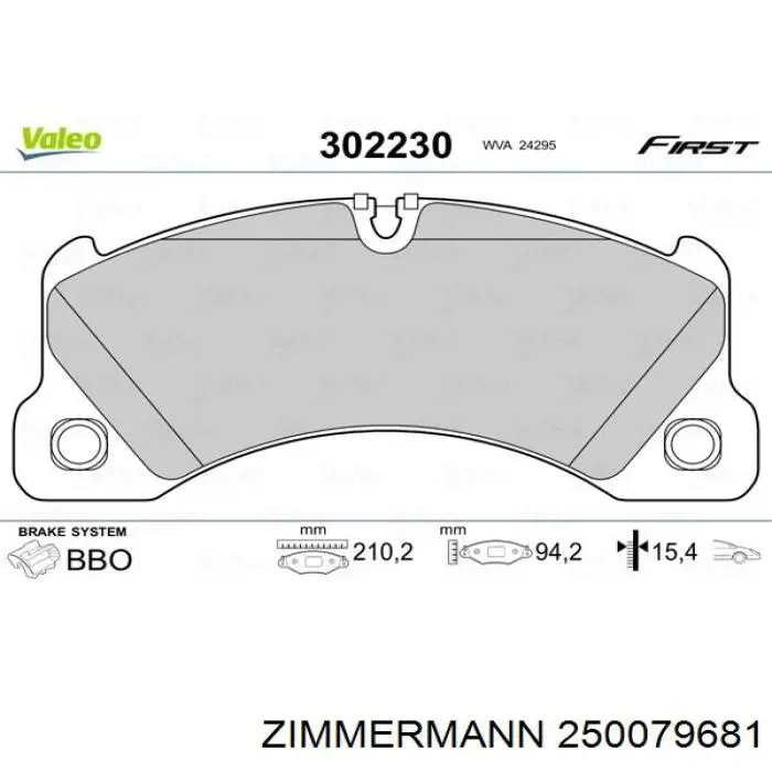Купити 250079681 Zimmermann Колодки гальмівні передні, дискові