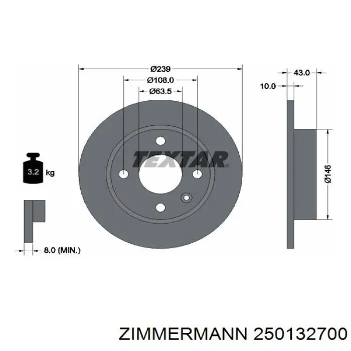 250132700 Zimmermann диск гальмівний передній