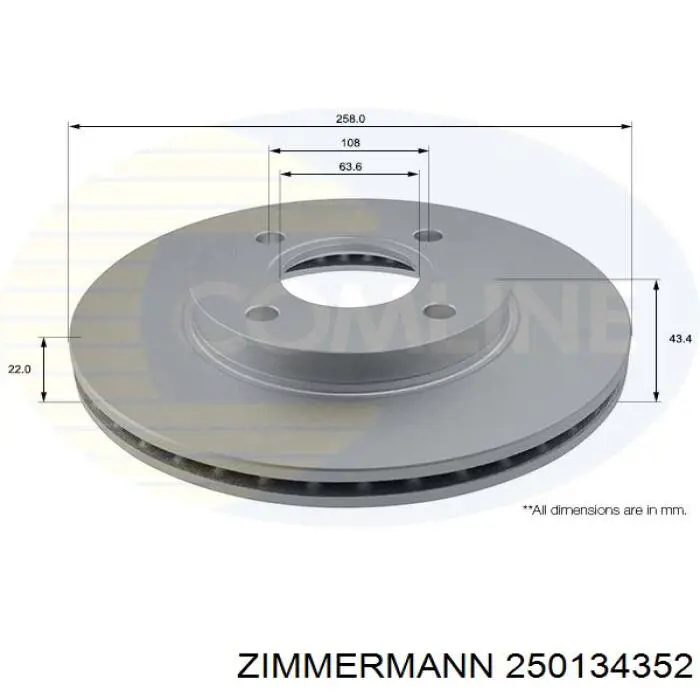 Гальмівні диски передні 250134352 Zimmermann