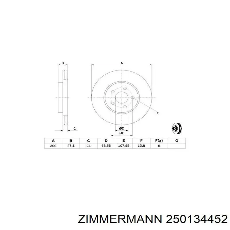 Диск переднього гальма Zimmermann 250134452 ціна, від 40.25 USD