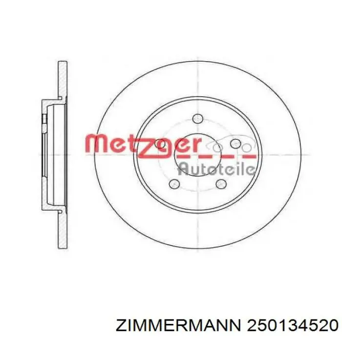 Диск гальмівний задній Zimmermann 250134520