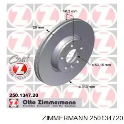 Диск переднього гальма Zimmermann 250134720 ціна, від 58.70 USD