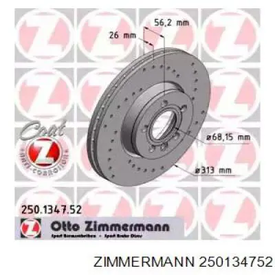 Диск переднього гальма Zimmermann 250134752 ціна, від 57.98 USD