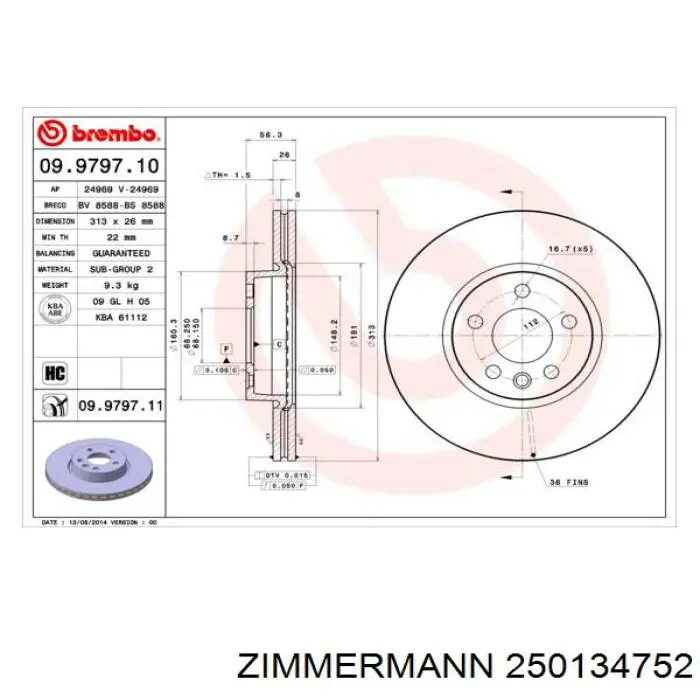 Купити 250134752 Zimmermann Ротор гальмівний