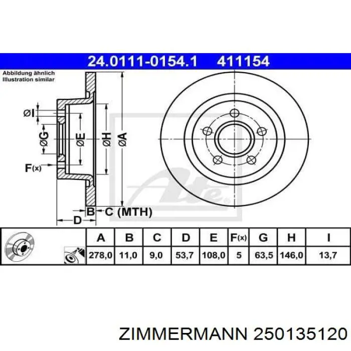 Гальмівні диски 250135120 Zimmermann