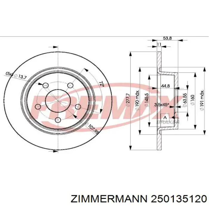 Гальмівні диски 250135120 Zimmermann