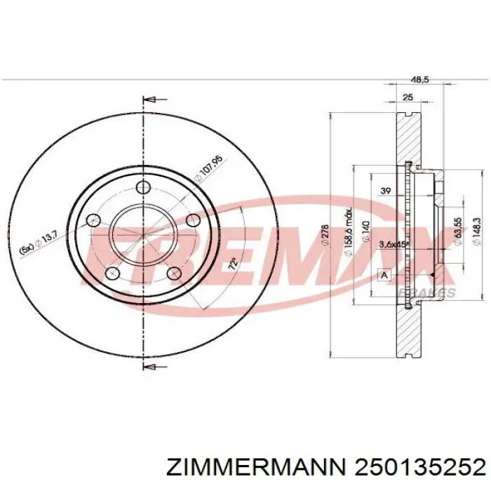 Купити 250135252 Zimmermann Ротор гальмівний