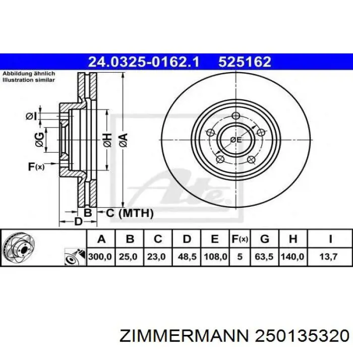 250135320 Zimmermann Гальмо дискове переднє