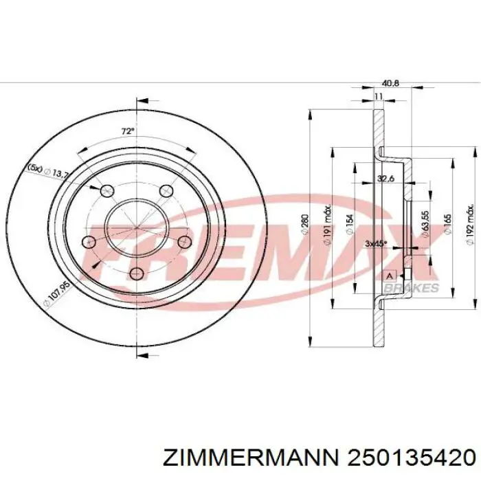 Задні дискові гальма Zimmermann 250135420 ціна, від 31.02 USD