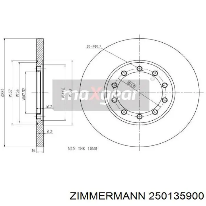 250135900 Zimmermann диск гальмівний задній