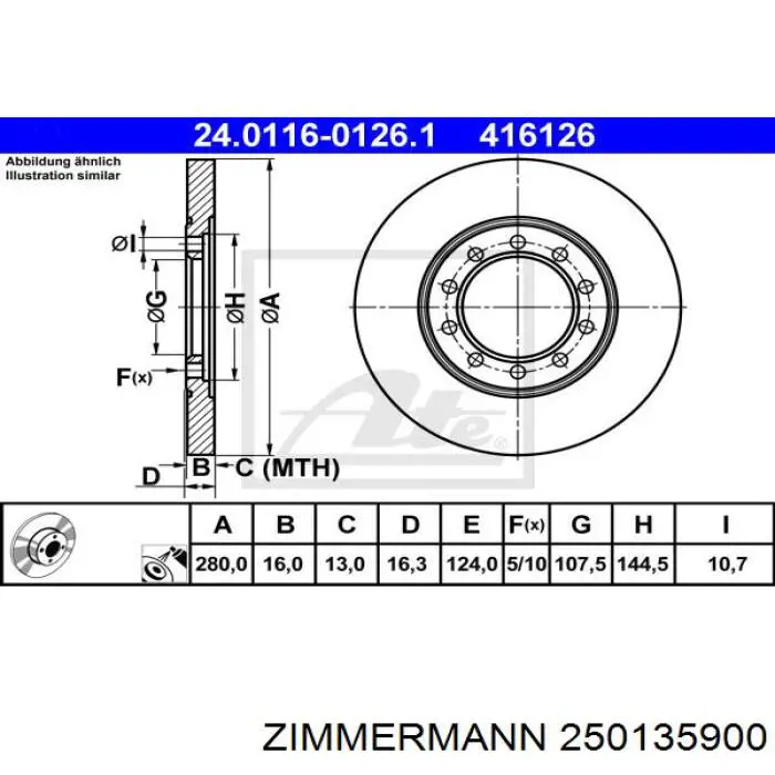 Задні дискові гальма Zimmermann 250135900 ціна, від 28.88 USD