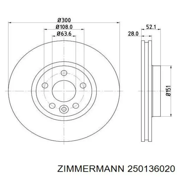 Купити 250136020 Zimmermann Ротор гальмівний