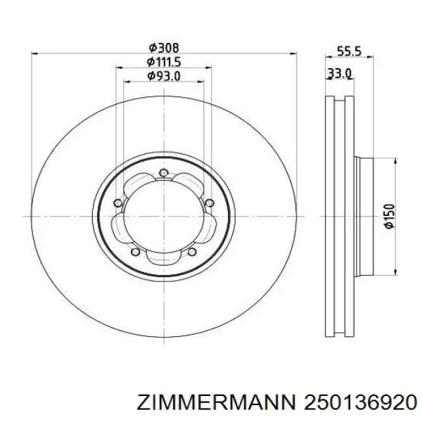 Купити 250136920 Zimmermann Ротор гальмівний