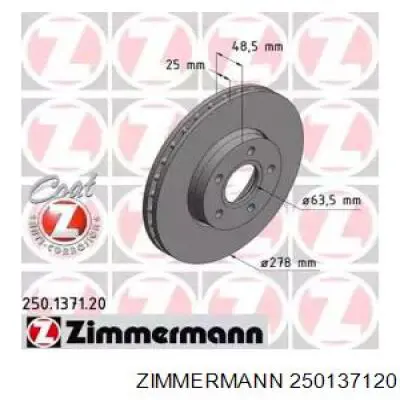 Диск переднього гальма Zimmermann 250137120 ціна, від 47.80 USD