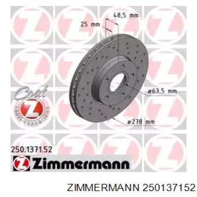 Диск переднього гальма Zimmermann 250137152 ціна, від 46.44 USD
