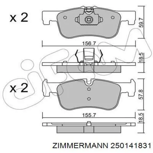 Гальмівні колодки Zimmermann 250141831 ціна, від 58.29 USD