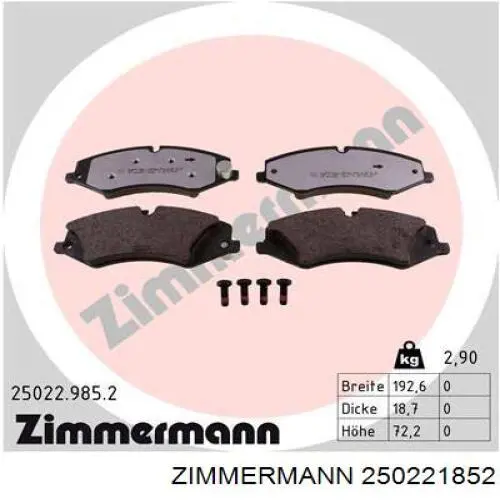 Гальмівні колодки Zimmermann 250221852 ціна, від 75.42 USD