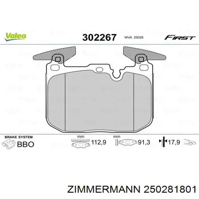Тормозні колодки Zimmermann 250281801