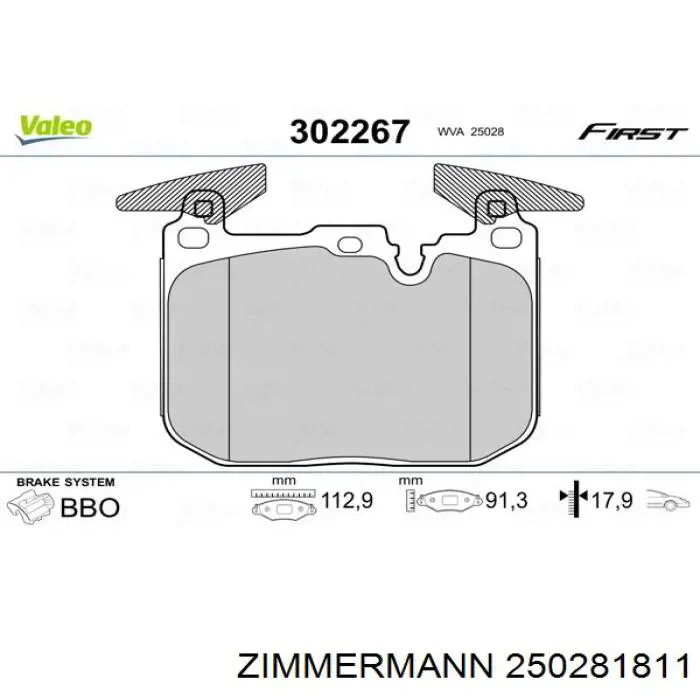 Гальмівні колодки Zimmermann 250281811 ціна, від 87.93 USD