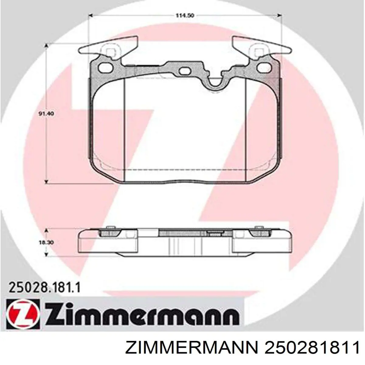 250281811 Zimmermann колодки гальмівні передні, дискові