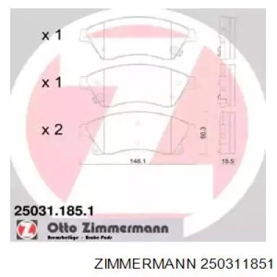 Гальмівні колодки Zimmermann 250311851 ціна, від 17.72 USD