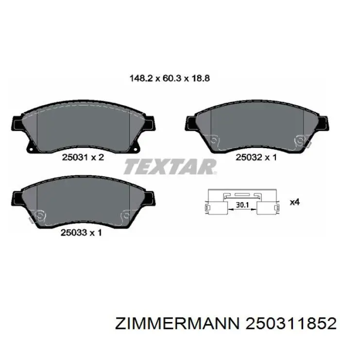Передні тормозні колодки 250311852 Zimmermann