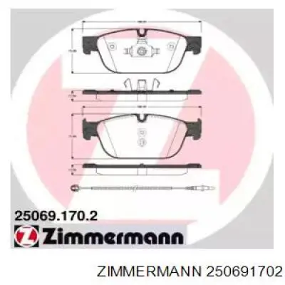 Купити 250691702 Zimmermann Колодки гальмівні передні, дискові