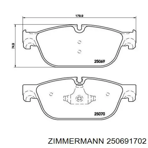 250691702 Zimmermann колодки гальмівні передні, дискові