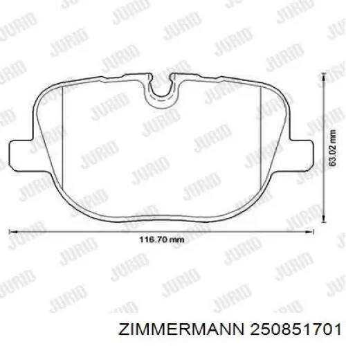 Задні гальмівні колодки 250851701 Zimmermann