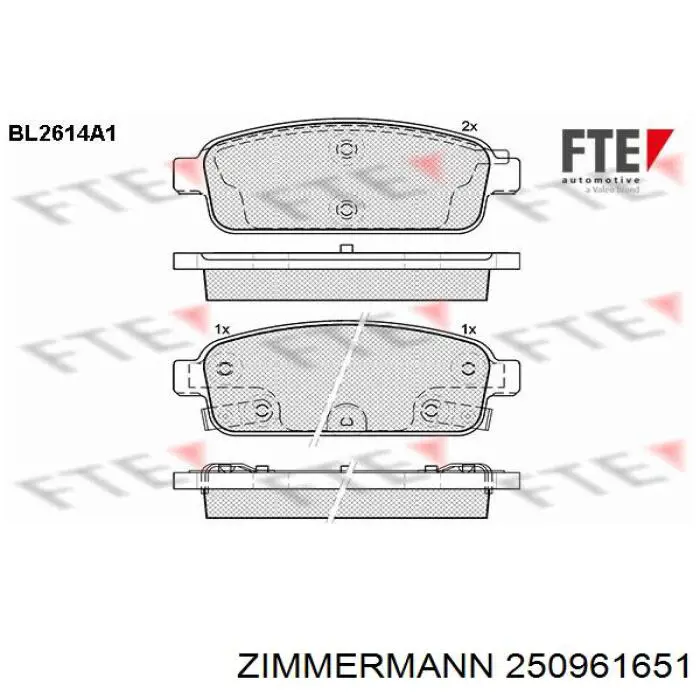 Купити 250961651 Zimmermann Задні колодки
