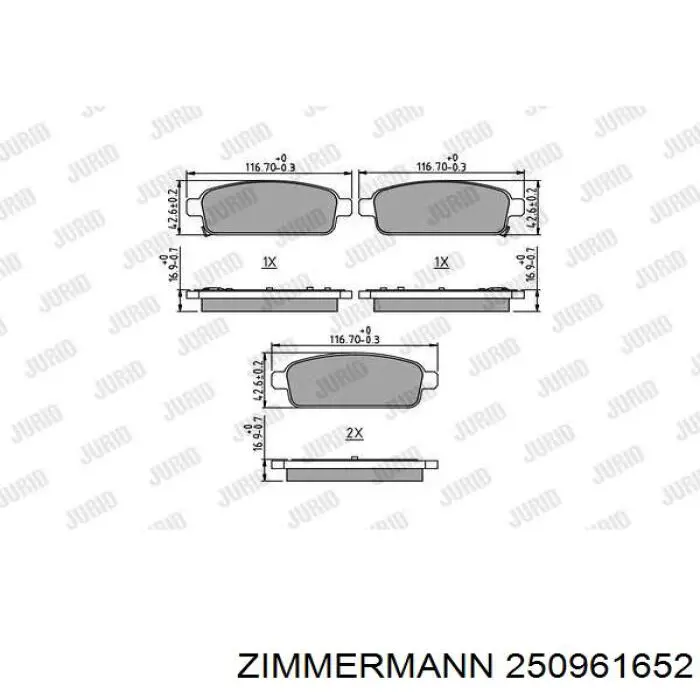Задні гальмівні колодки Zimmermann 250961652 ціна, від 16.12 USD