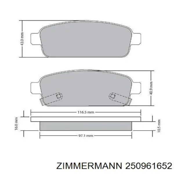 Купити 250961652 Zimmermann Задні колодки