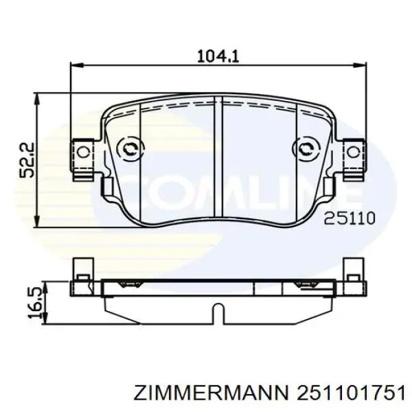 251101751 Zimmermann Колодки гальмівні задні, дискові