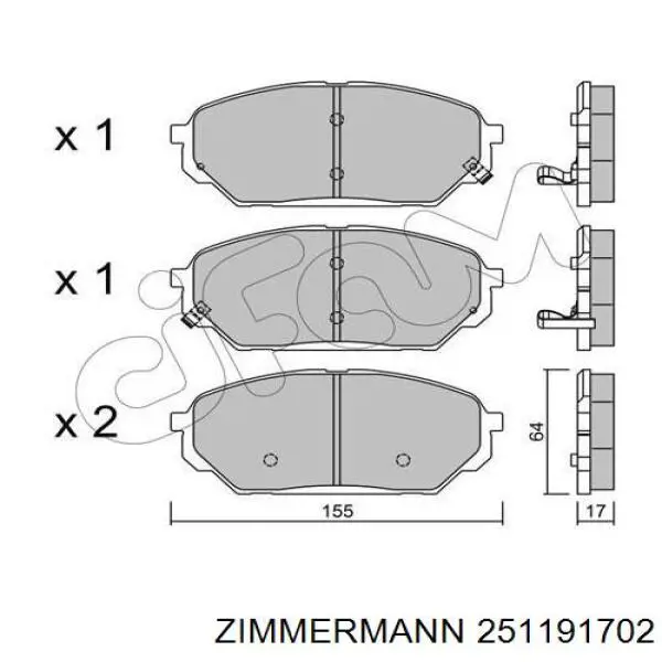 Передні тормозні колодки 251191702 Zimmermann