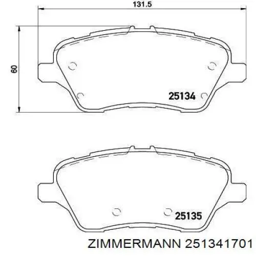 Передні тормозні колодки 251341701 Zimmermann