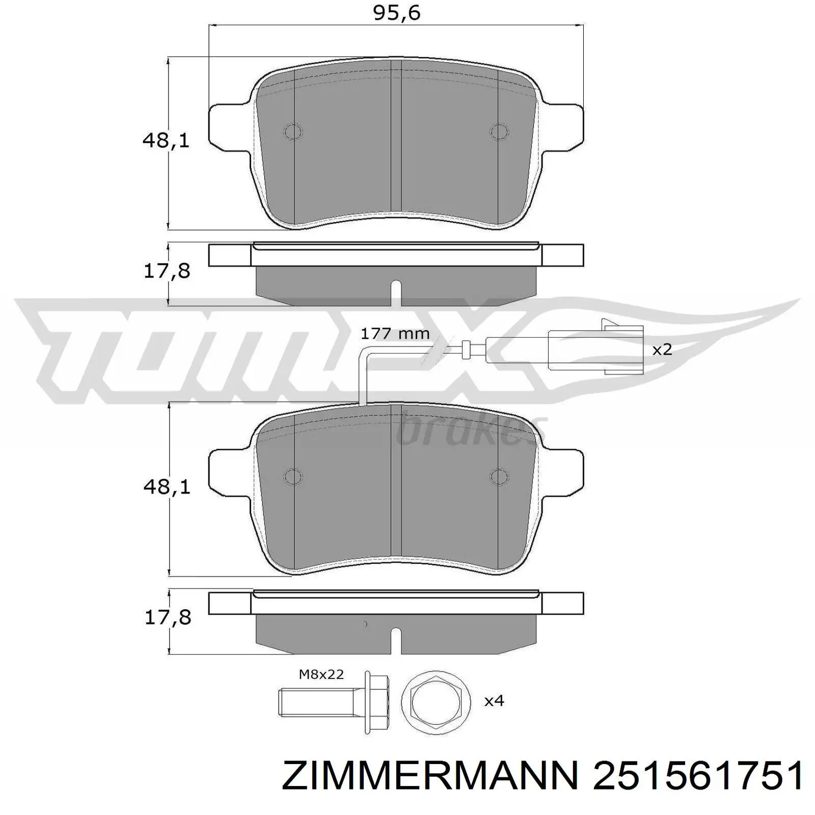 Задні гальмівні колодки Zimmermann 251561751 ціна, від 39.02 USD