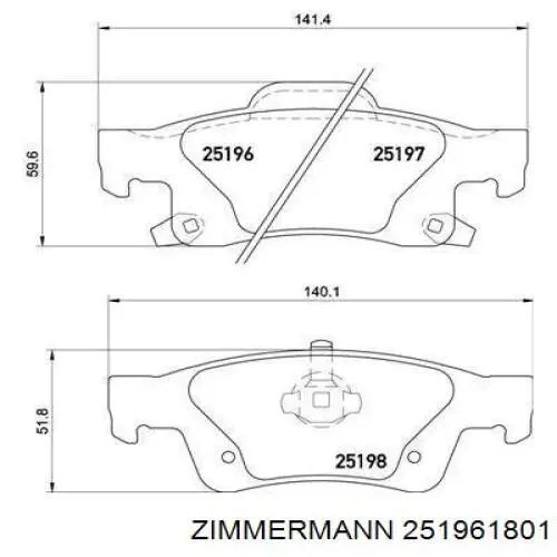Купити 251961801 Zimmermann Задні колодки