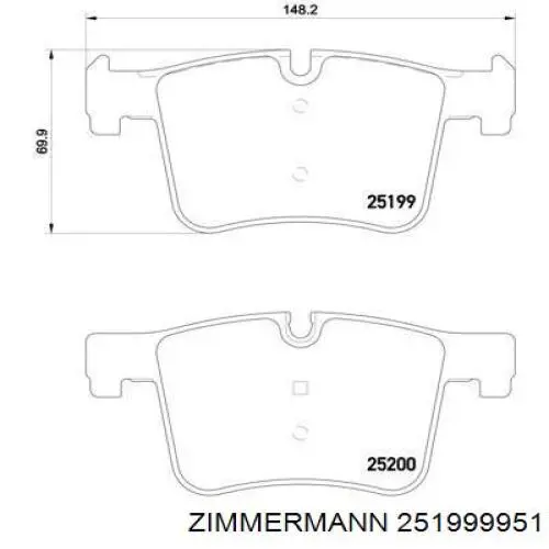 Купити 251999951 Zimmermann Колодки гальмівні передні, дискові