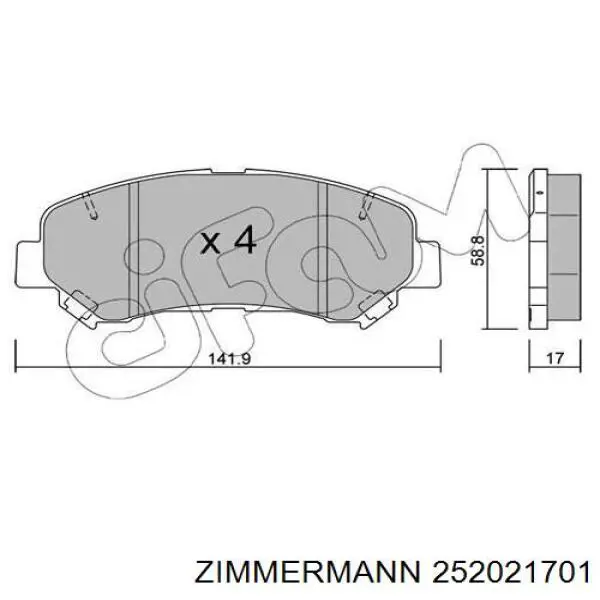 Гальмівні колодки Zimmermann 252021701 ціна, від 25.85 USD