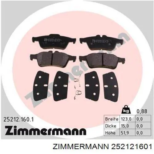 Колодки гальмові задні, дискові 252121601 Zimmermann