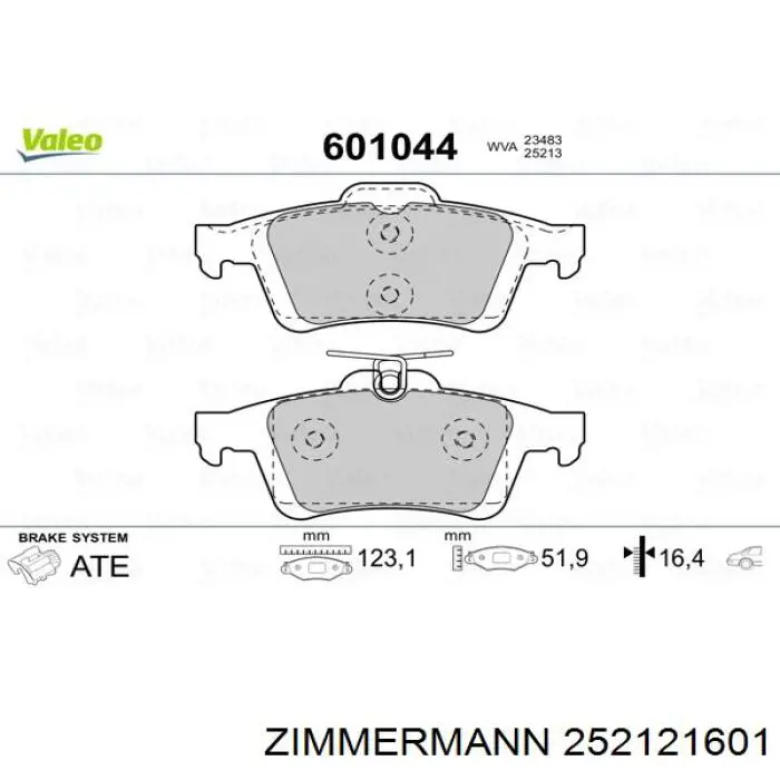 Задні гальмівні колодки Zimmermann 252121601 ціна, від 15.01 USD